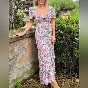 Astr Floral Maxi Dress in Pink and Green